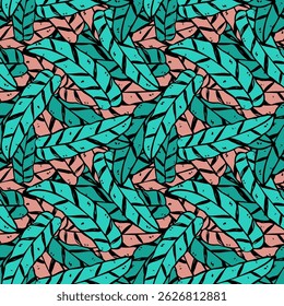 rattlesnake plant leaves seamless pattern, endless texture vector illustration