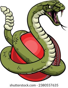 A rattlesnake snake with a cricket ball animal sports team mascot