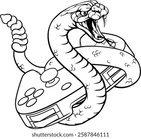 A rattlesnake snake gamer with video game controller sports team animal mascot