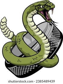 A rattlesnake snake ice hockey team cartoon animal sports mascot