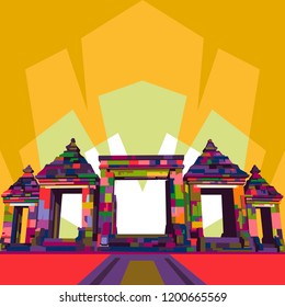 Ratu Boko temple in WPAP style. vector illustration. Located in Prambanan, Yogyakarta