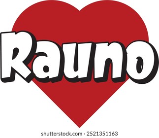 Rauno cidade ​texto ​ coração vermelho adequado para logotipo ou design