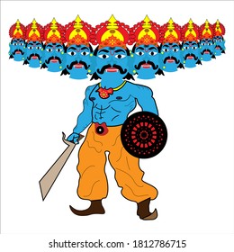 Ravan vector illustration in indian festival of dussehra.