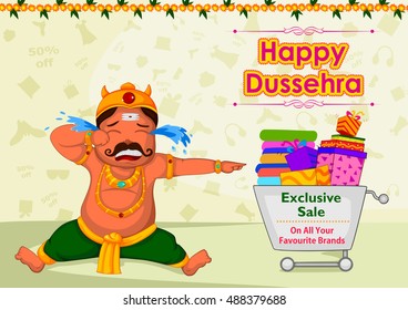 Ravana offering Happy Dussehra Sale in vector