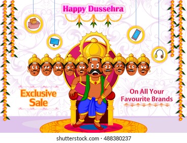 Ravana offering Happy Dussehra Sale in vector