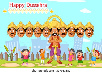 Ravana with ten head for Dussehra in vector