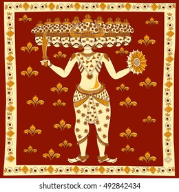 Ravana with ten head for Dussehra in vector