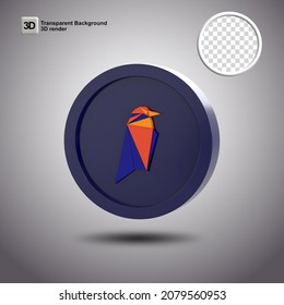 RAVE  coin 3D render transparent
