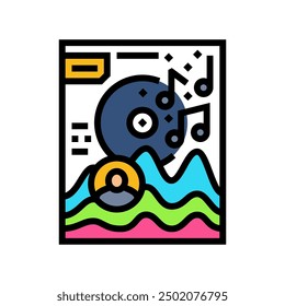 rave flyer retro color icon vector. rave flyer retro sign. isolated symbol illustration