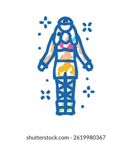rave man retro doodle icon sketch vector. rave man retro sign. isolated symbol illustration