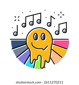rave music retro color icon vector. rave music retro sign. isolated symbol illustration