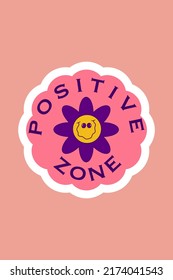 Rave trippy poster with smile, sticker. Modern retro abstract design. Abstract trippy psychedelic smile pattern. 60s, 70s, hippie. Rave psychedelic acid sticker poster. Vector illustration