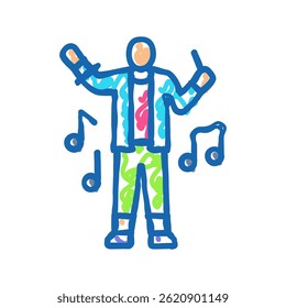 rave woman retro doodle icon sketch vector. rave woman retro sign. isolated symbol illustration