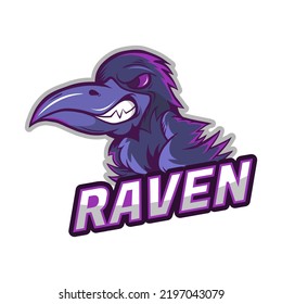 raven angry mascot gaming logo template