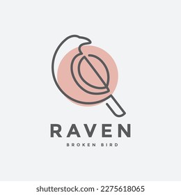 raven animal bird nature wild abstract logo design vector illustration