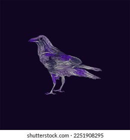 Raven Bird artwork style illustration design, Logo Vector Design. Abstract, designs concept, logos, logotype element for template.