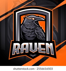 Raven bird esport mascot logo design