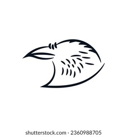 Raven bird head or eagle line art hand drawn logo icon vector illustration