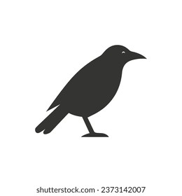 Raven bird Icon on White Background - Simple Vector Illustration