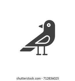 Raven bird icon vector, filled flat sign, solid pictogram isolated on white. Halloween holiday Symbol, logo illustration.