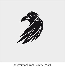 Raven bird icon vector silhouette, raven bird logo illustration design