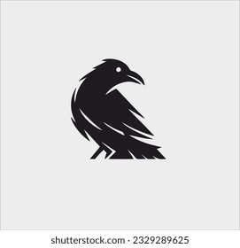 Raven bird icon vector silhouette, raven bird logo illustration design