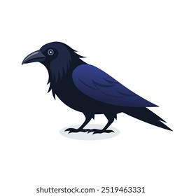 
Raven bird isolated flat vector illustration on white background