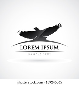 Raven bird label - vector illustration