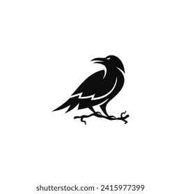 Raven bird logo design on a white background.