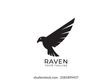 Raven bird logo design, raven silhouette vector