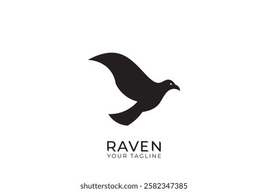 Raven bird logo design, raven silhouette vector