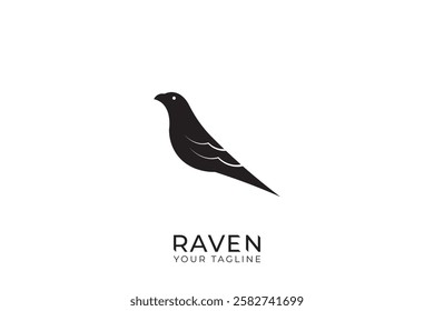 Raven bird logo design, raven silhouette vector