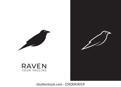 Raven bird logo design, raven silhouette vector