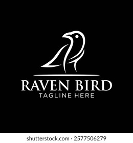 Raven Bird Logo Design. Simple and Modern. Vector illustration