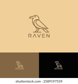 Raven bird logo design template