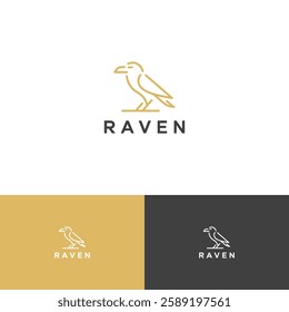 Raven bird logo design template