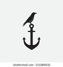 raven bird logo design vector  illustration icon symbol