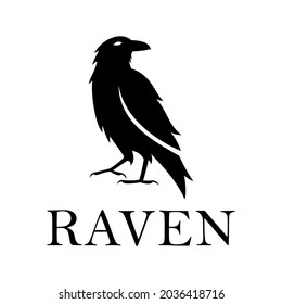 raven bird logo in flat style