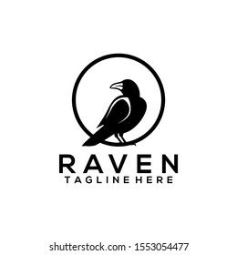 Raven bird logo template vector