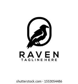 Raven bird logo template vector