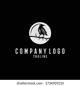 Raven bird logo vector design. Awesome a raven logo. A raven bird logotype.