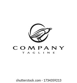 Raven bird logo vector design. Awesome a raven logo. A raven bird logotype.