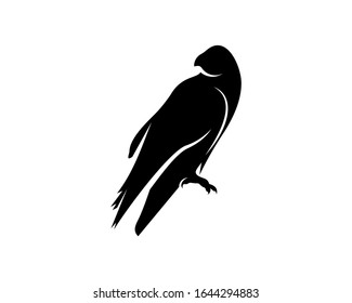 Raven bird logo vector template, Black silhouette of a crow on an isolated background