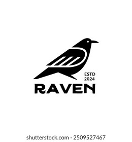 raven bird smart animal logo design vector