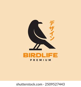 raven bird smart and cool animal logo design vector