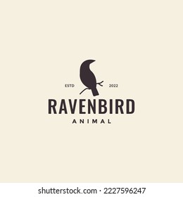 ave traviesa con árbol de ramas hipster vintage diseño vectorial