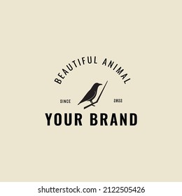 RAVEN BIRD VINTAGE LOGO DESIGN VECTOR GRAPHIC ILLUSTRATION SYMBOLS ICON