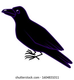 Raven black icon. Vector flat illustration.
