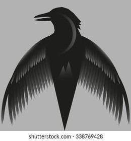 Raven. Black Raven, illustration. 