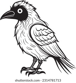 Raven, colouring book for kids, vector illustration	